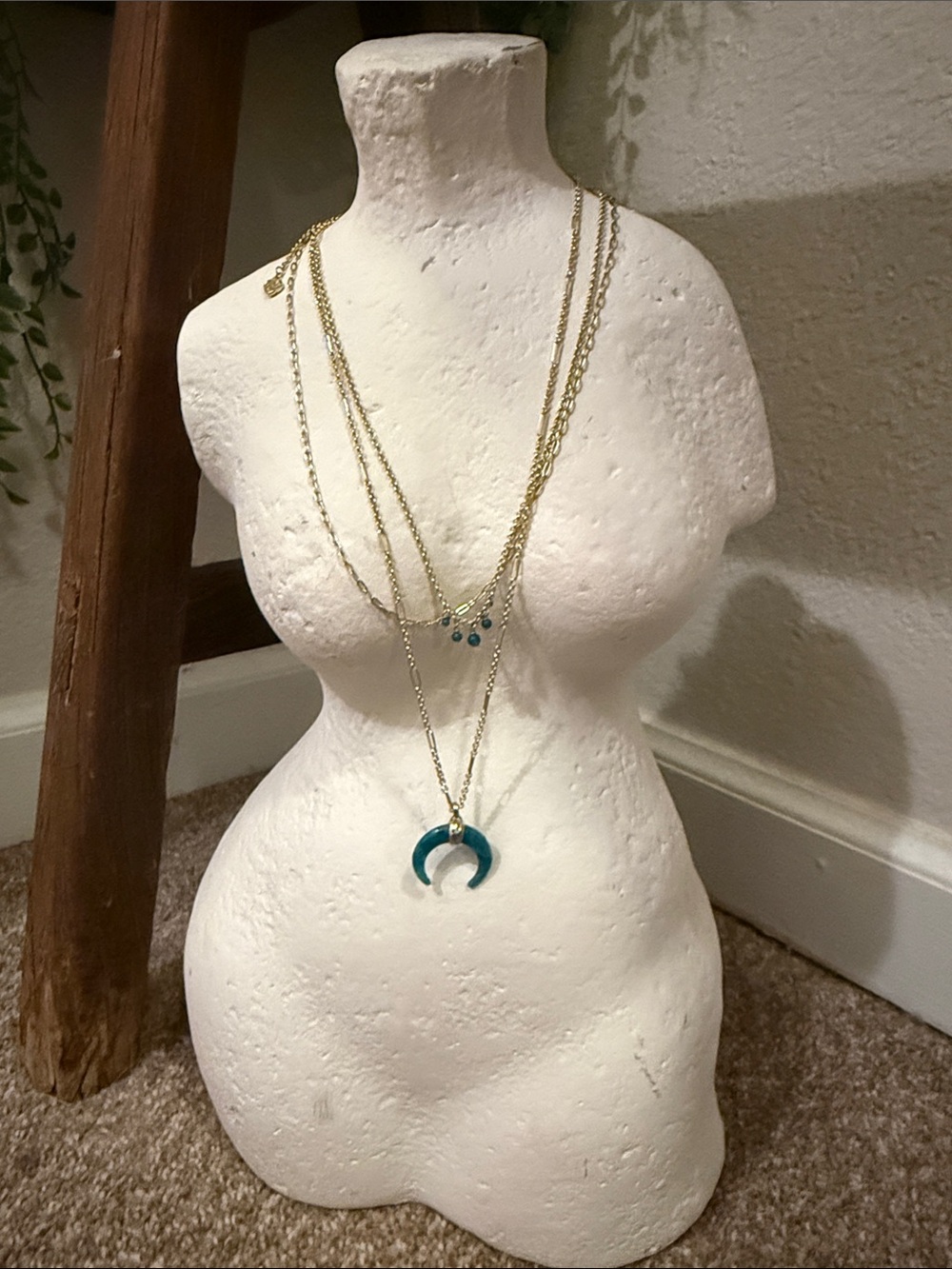 Kendra ScottGold Multi-Layer Necklace with Teal Crescent Pendant - Women Jewelry